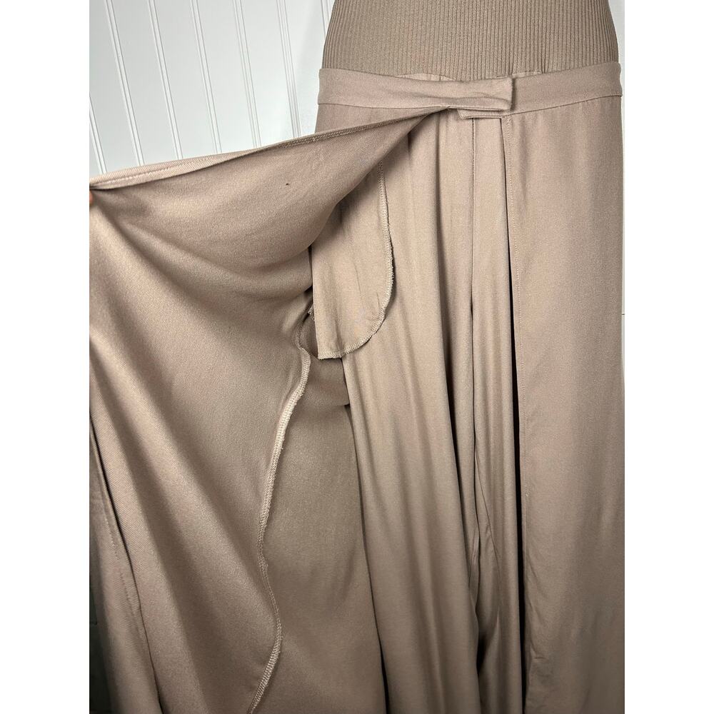 ZARA compound wrab jumpsuit wide legs sleeveless cotton beige women’s Sz M NWOT - Picture 7 of 13